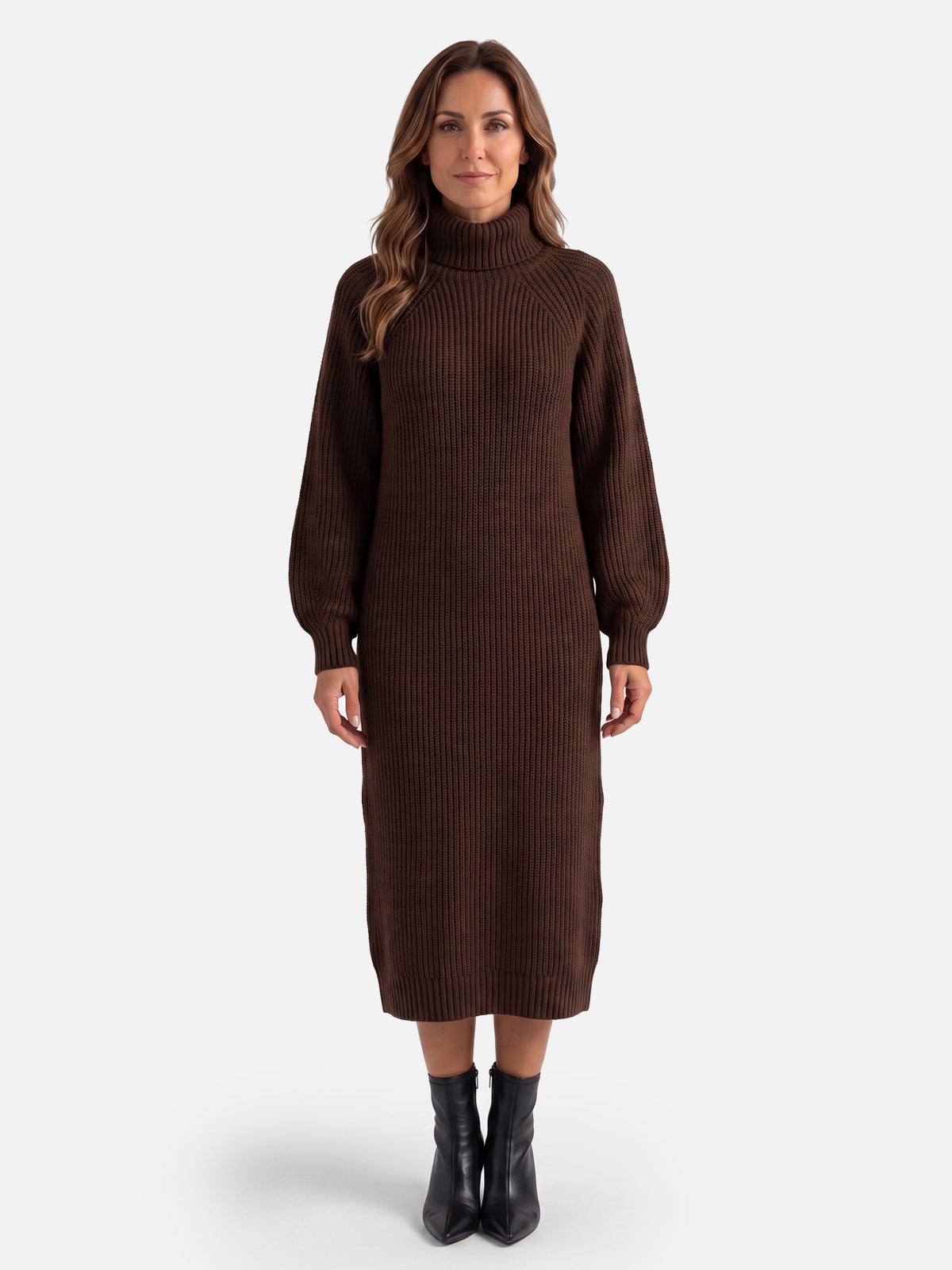 Robe pull col roulé pour femmes