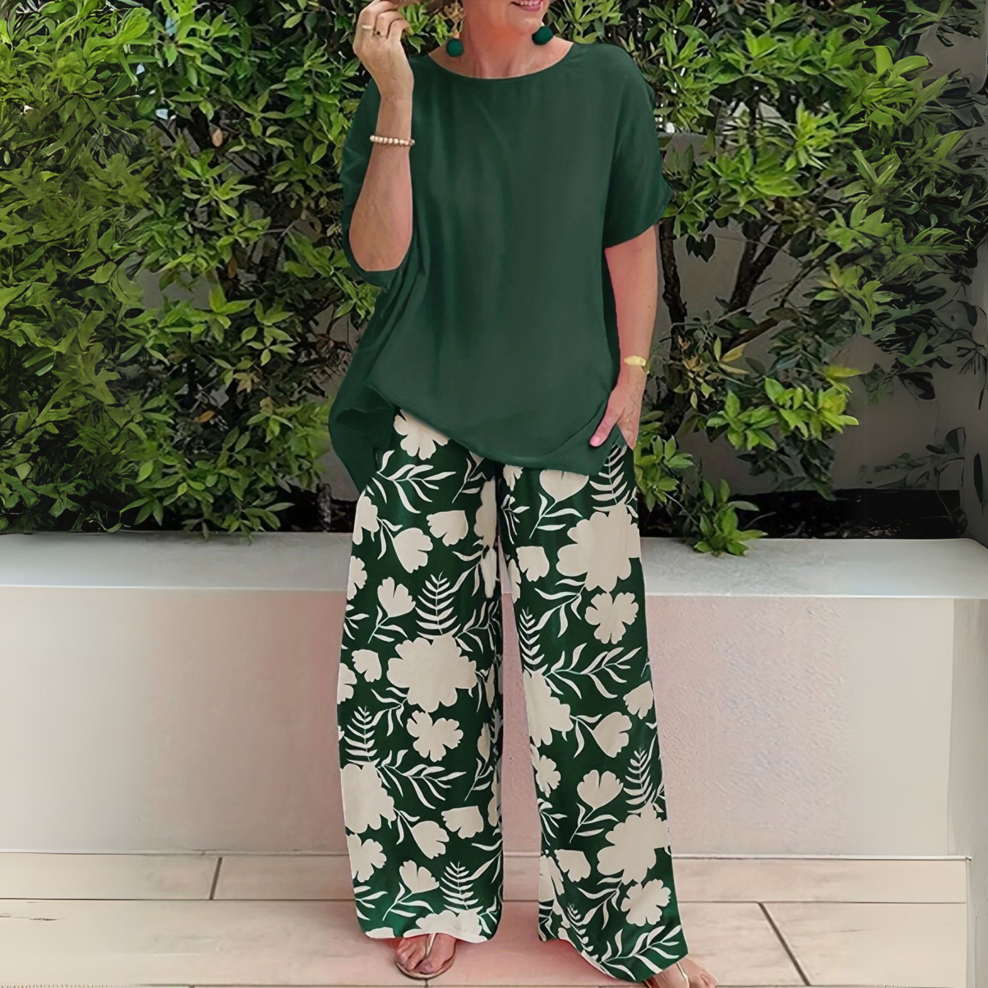 Ensemble de Haut à Manches Longues et Pantalon Grande Taille pour Femmes