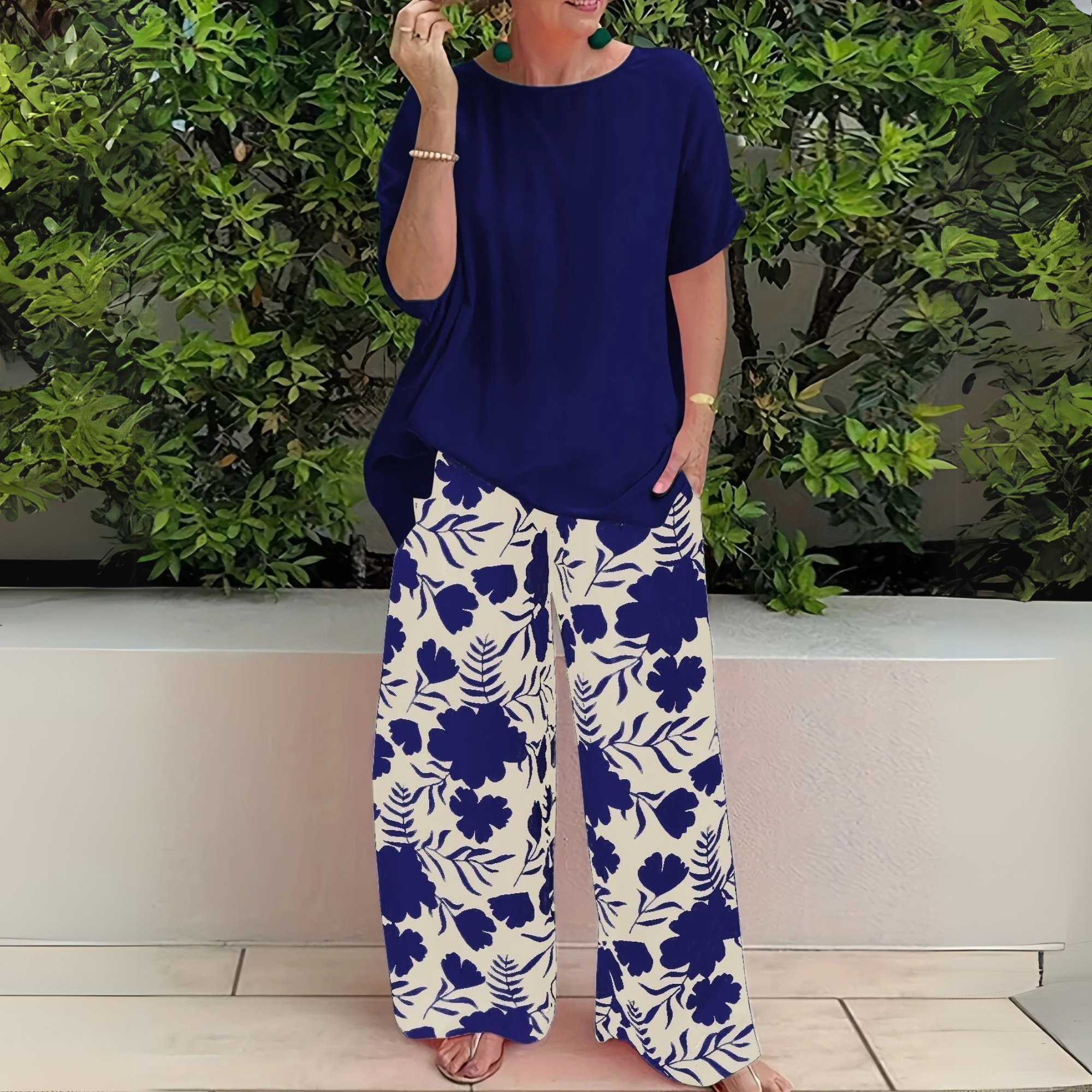 Ensemble de Haut à Manches Longues et Pantalon Grande Taille pour Femmes