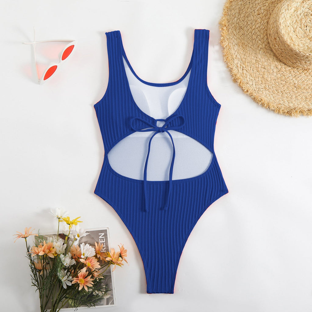 Maillot de bain pour femme à taille haute avec texture côtelée Echo Archiv