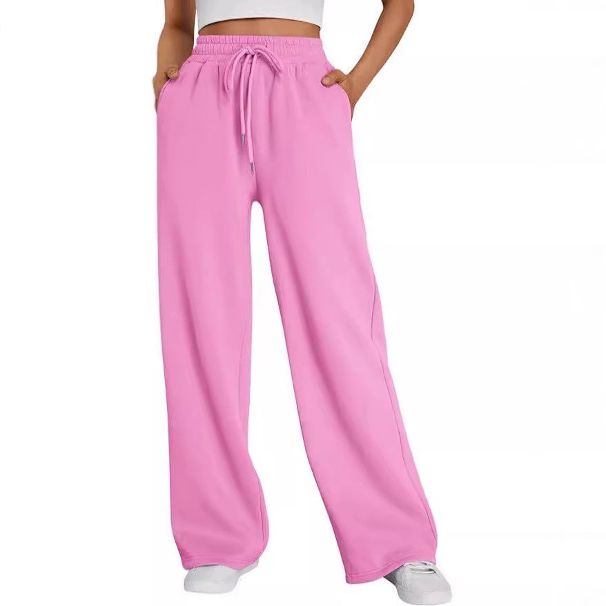 Pantalon de lounge large pour femmes avec taille élastique haute, cordon de serrage réglable et silhouette palazzo fluide Echo Archiv