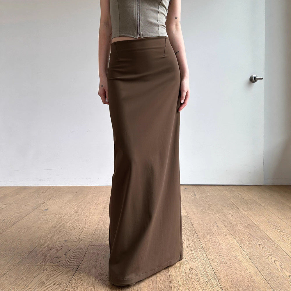 Jupe maxi cintrée pour femmes avec taille haute, coupe droite et fente latérale Echo Archiv