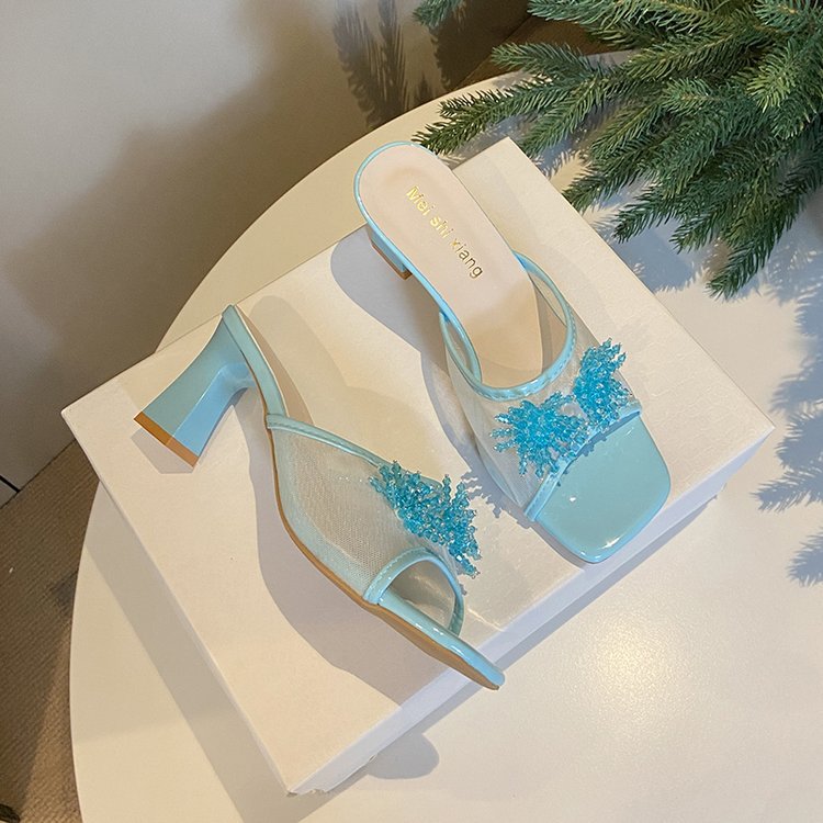 Mules pour femmes avec ornement en strass scintillant R&B