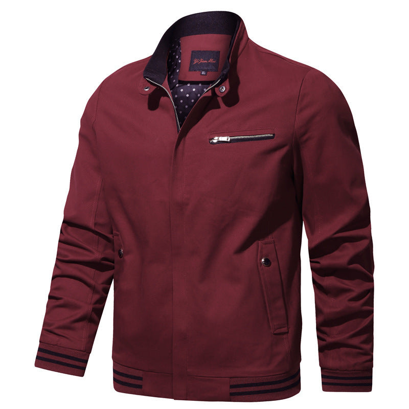 Blouson urbain pour hommes avec col montant contrasté, bords-côtes rayés et fermeture éclair sur la poitrine Echo Archiv