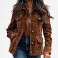Yvonne - Veste en Suède Vintage Élégante avec Boutons