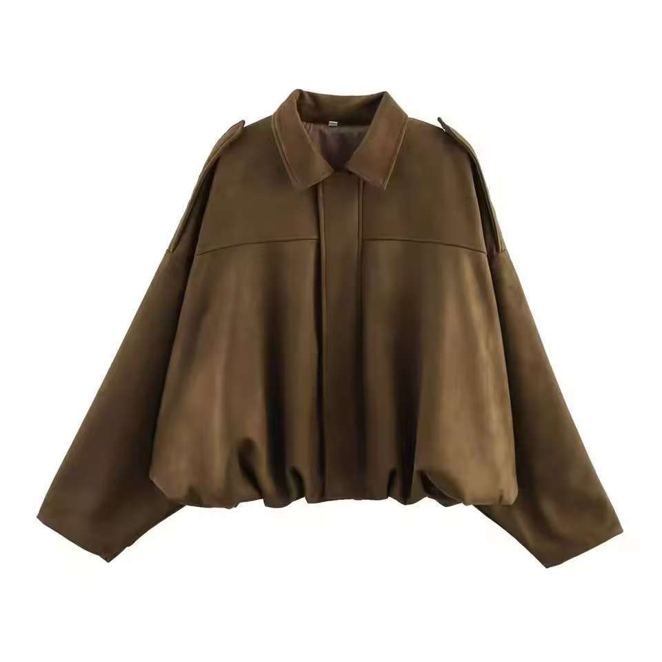 Veste courte pour femmes en coupe oversize avec ourlet ballon et épaulettes