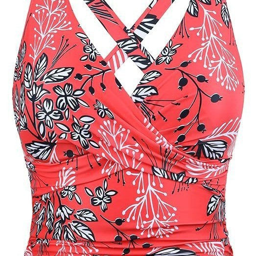 Haut de Tankini Sportif pour Femmes avec Découpe Florale R&B