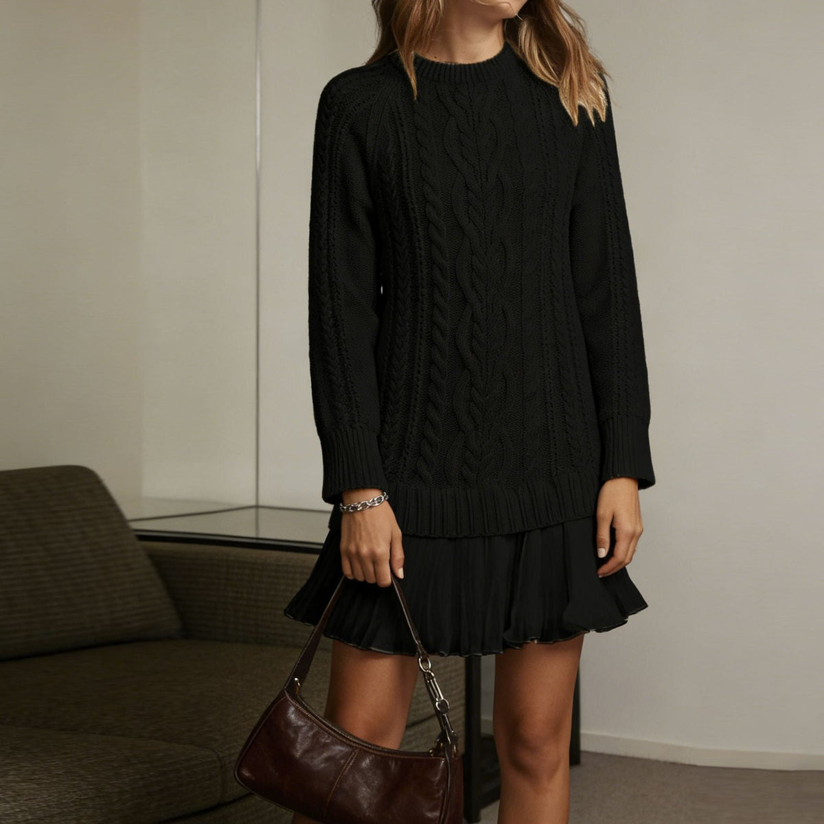 Robe pull à manches longues pour femmes