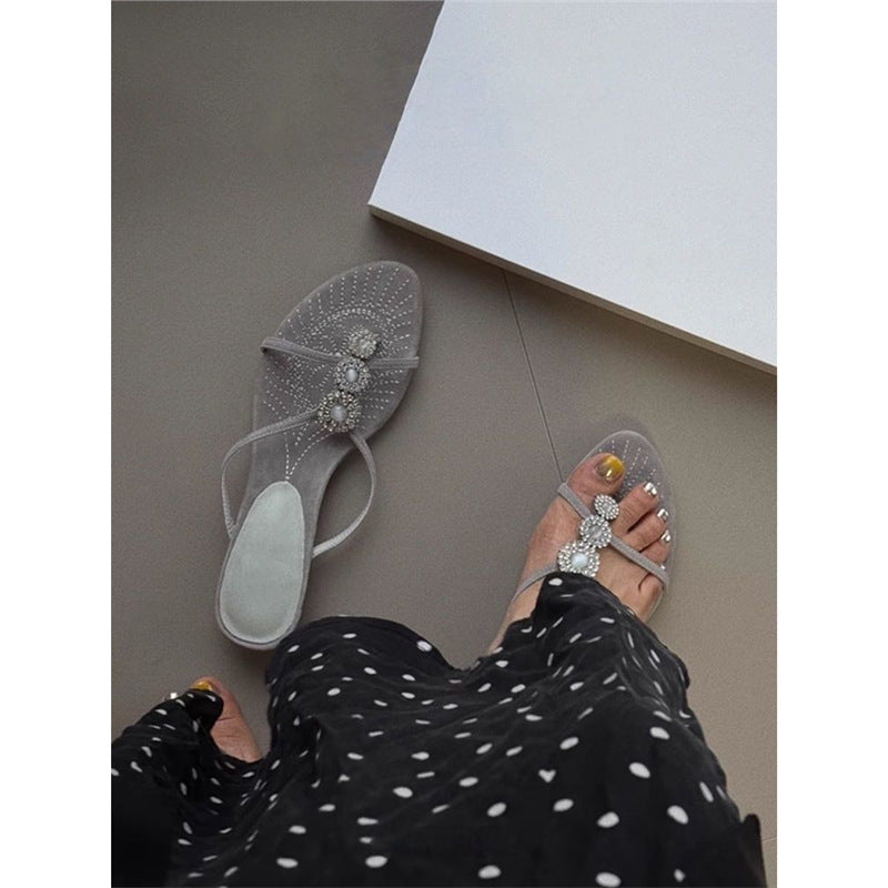 Sandales élégantes à brides avec design en strass scintillant R&B