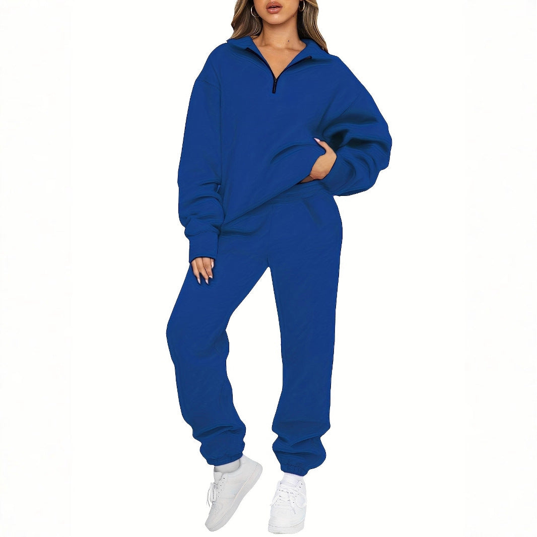 Ensemble de détente pour femmes en deux parties avec sweat-shirt à demi-fermeture éclair et coupe oversize, pantalon de jogging Echo Archiv
