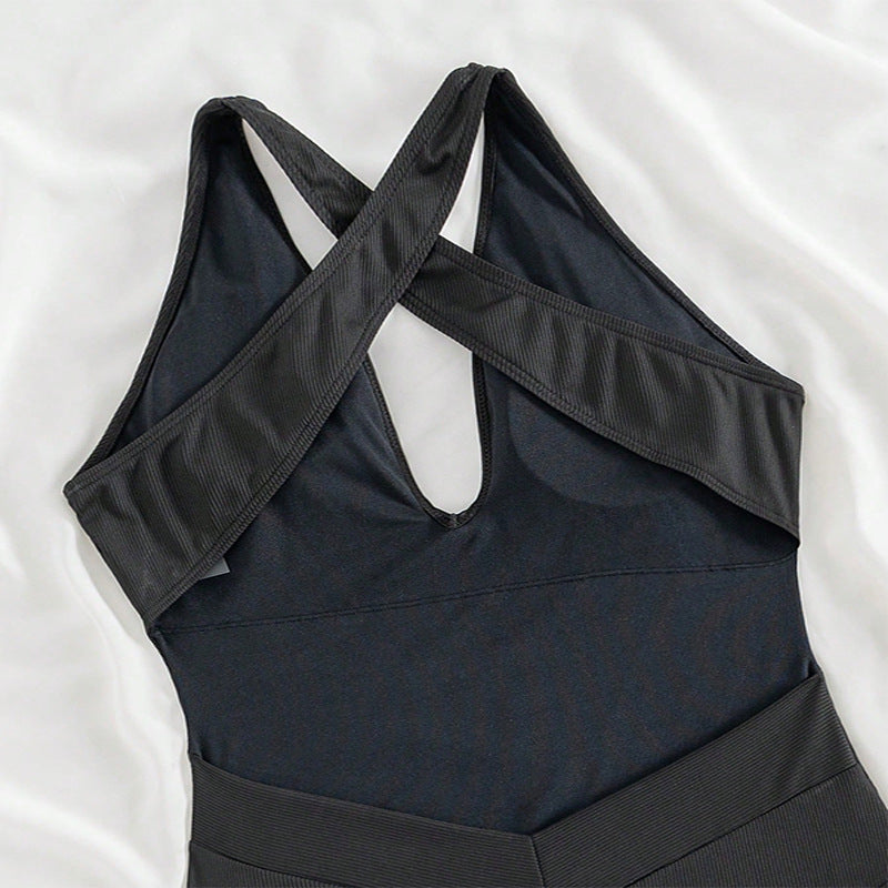 Maillot de bain une pièce pour femmes avec décolleté en V profond et détails en relief R&B