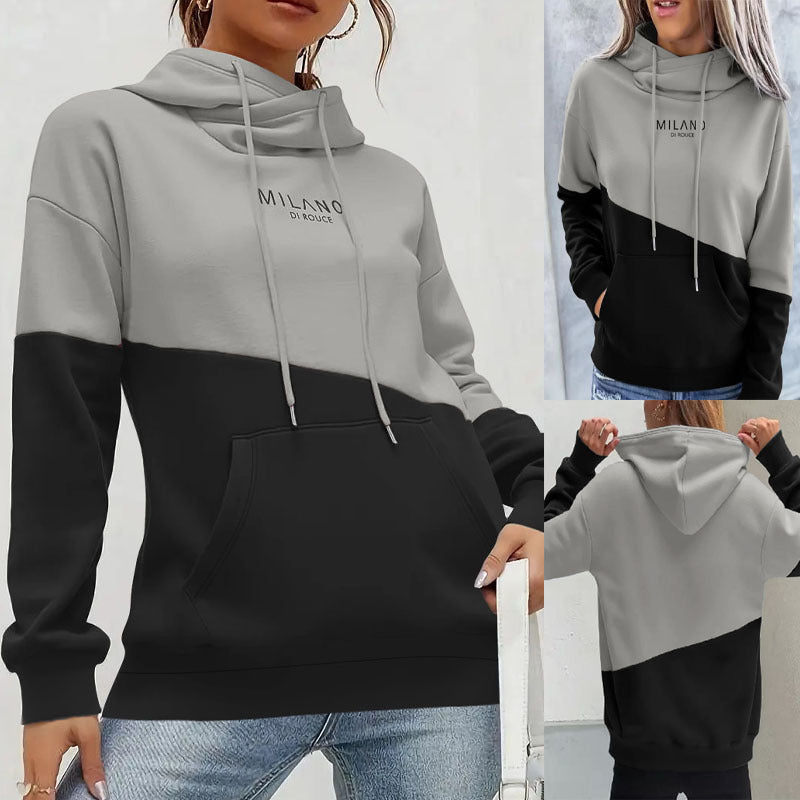Sweat à capuche pour femmes avec colorblock, poche kangourou et coupe oversize Echoarchiv