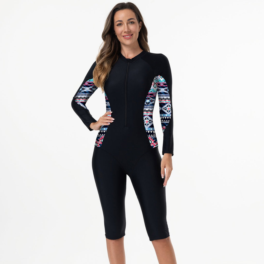 Maillot de bain à manches longues pour femmes avec motif floral coloré Echo Archiv
