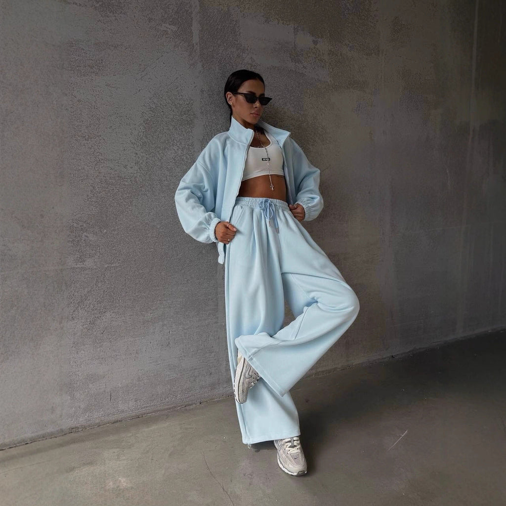 Ensemble de sweat-shirt oversize pour femmes avec veste zippée et pantalon de jogging ample Echo Archiv