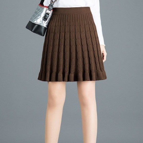 Jupe Midi à Motif Ondulé en Tricot pour