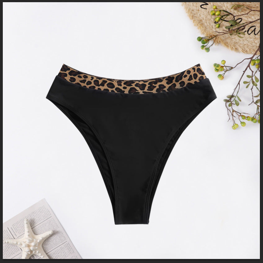 Bas de bikini taille haute pour femmes avec motif léopard à la mode R&B