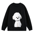 Pull oversized à col rond pour femmes avec motif de chien