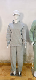 Ensemble de loisirs pour femmes en deux parties avec sweat à capuche, poche kangourou et pantalon de lounge droit en mélange de coton doux Echo Archiv