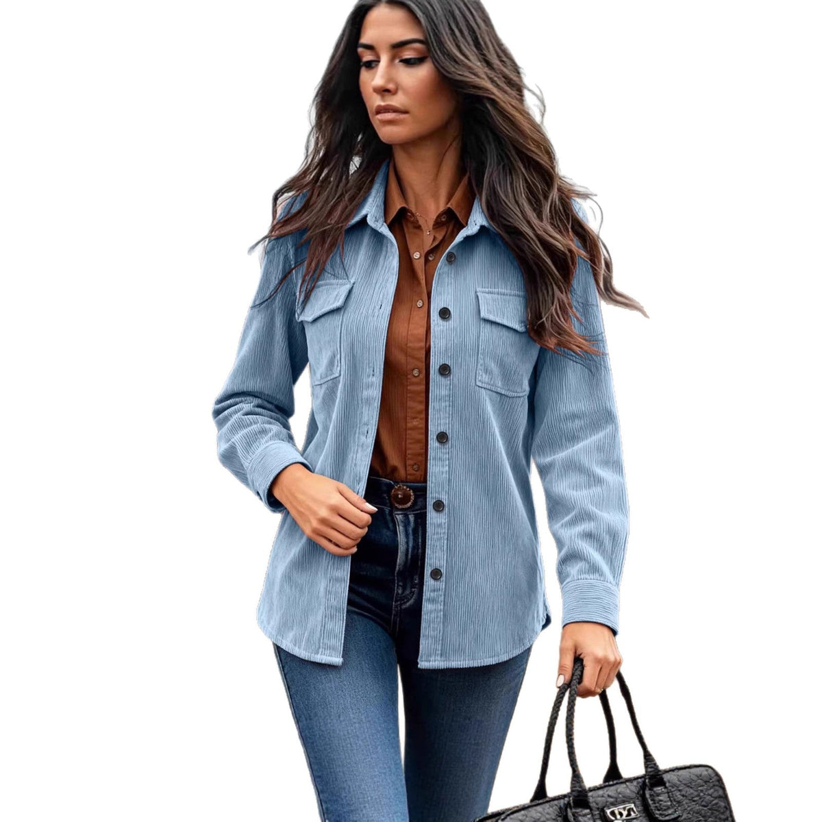 Veste en velours côtelé à la mode pour femmes