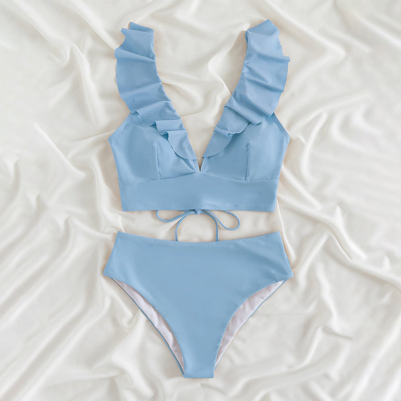 Haut de femme avec volants et maillot de bain taille haute R&B