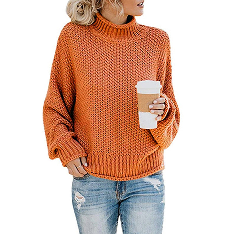 Pull à col roulé en grosse maille pour femmes avec coupe oversize et motif rayé bloc Echo Archiv
