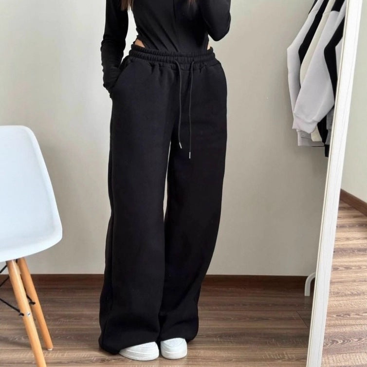 Pantalon de lounge unisexe en molleton avec cordon de serrage élastique, poches latérales et jambe droite Echo Archiv