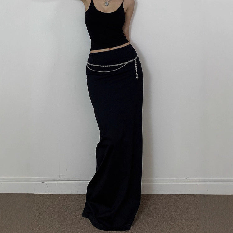 Jupe maxi cintrée pour femmes avec taille haute, coupe droite et fente latérale Echo Archiv