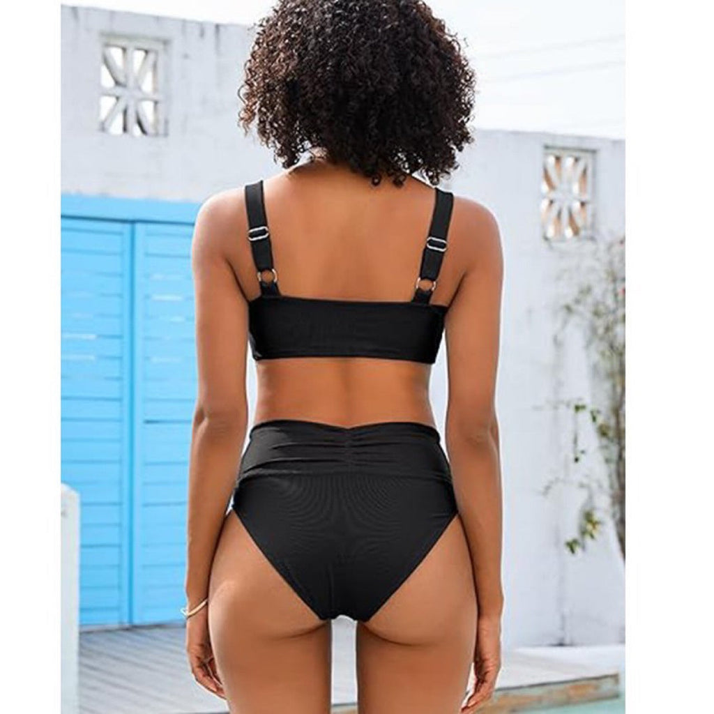 Ensemble de bikini taille haute pour femmes avec haut froncé R&B