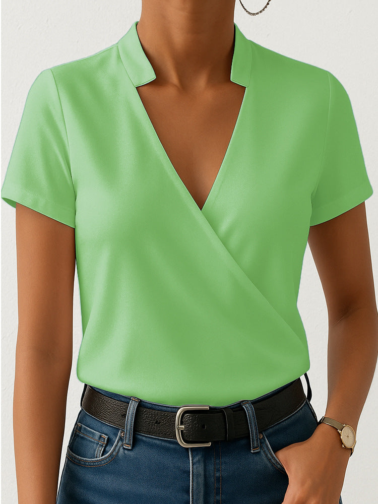 Haut enveloppant élégant pour femmes avec col montant à la mode R&B