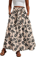 Jupe Maxi Femme avec Ceinture Taille Paperbag, Ceinture à Nouer et Poches Latérales Echoarchiv