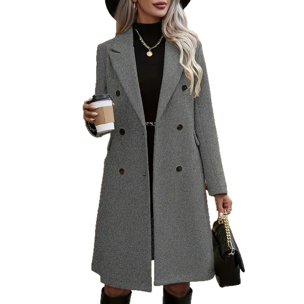 Manteau en laine élégant à double boutonnage pour femmes