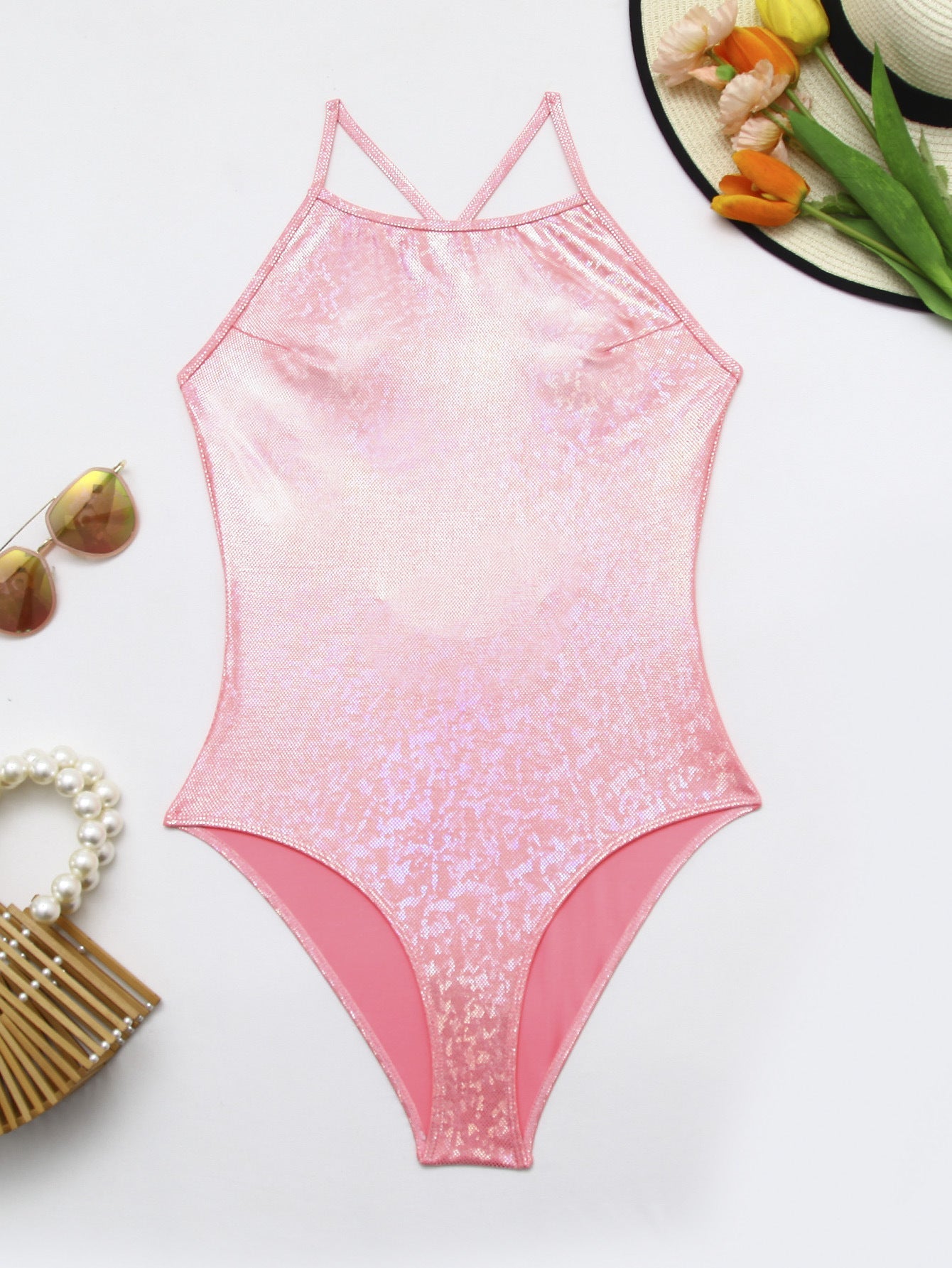 Maillot de bain une pièce pour femmes avec finition scintillante R&B