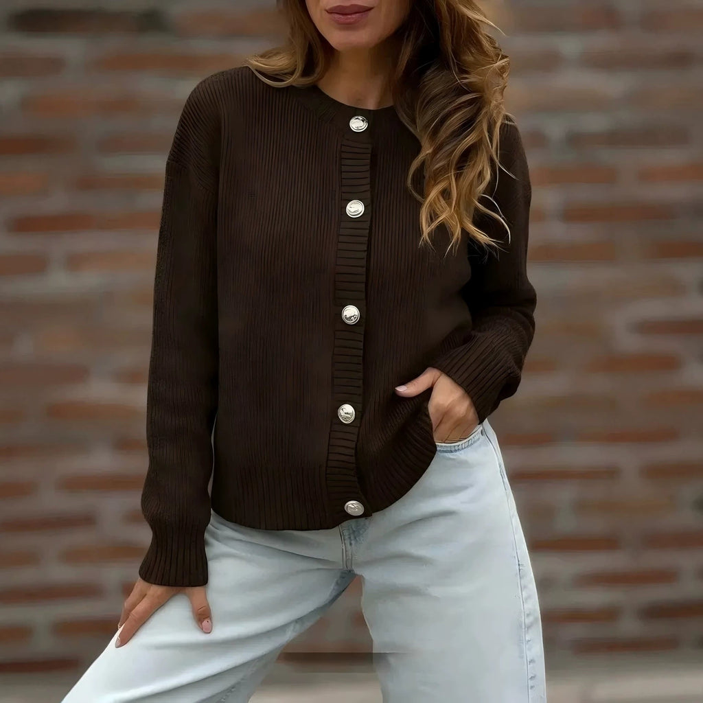 Veste en tricot stylée pour femmes avec fermeture à boutons
