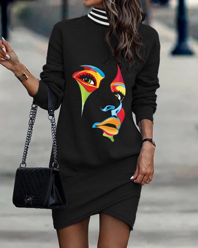 Robe élégante à manches longues pour femmes avec motif crâne et fleurs