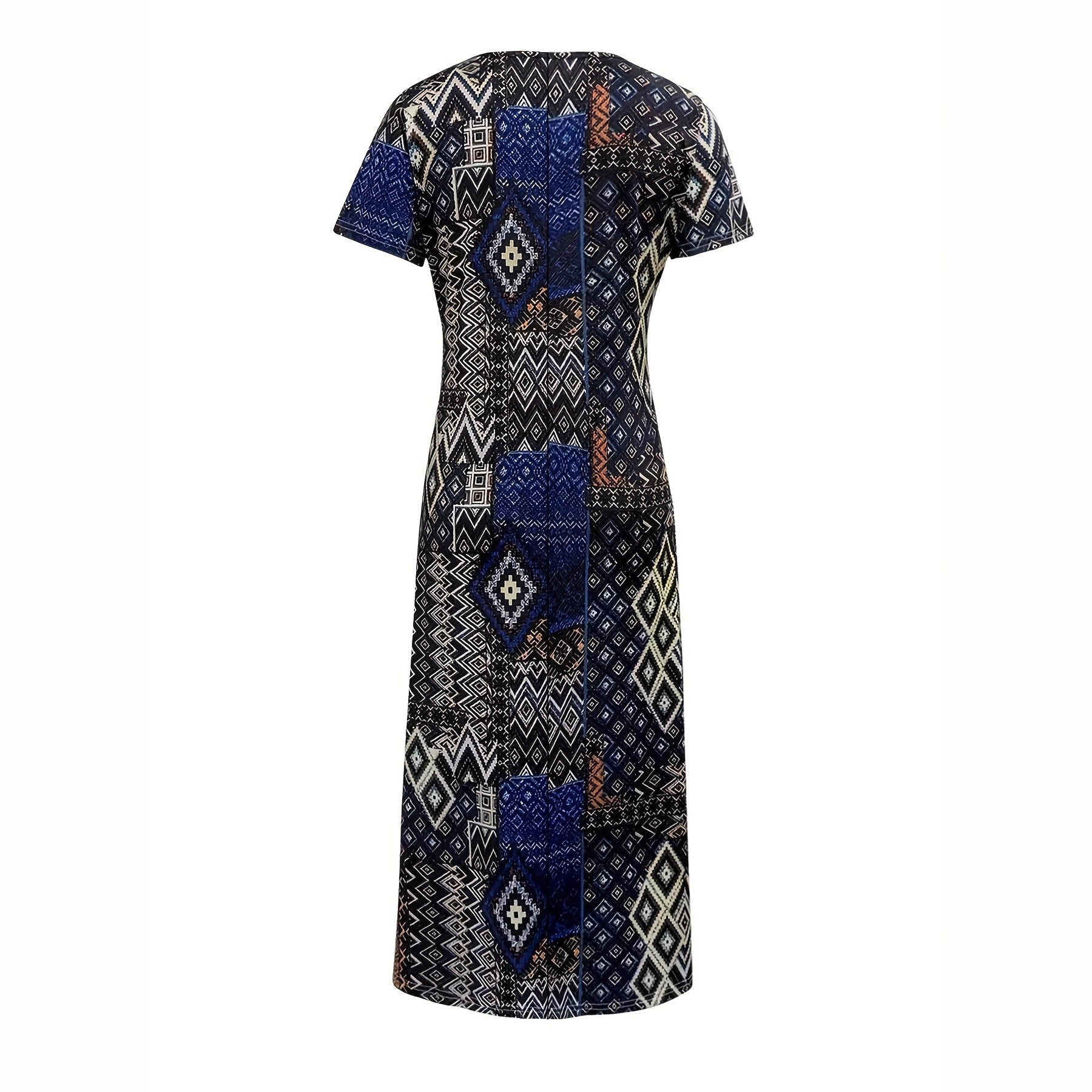 Robe maxi femme avec motif géométrique et décolleté en V R&B