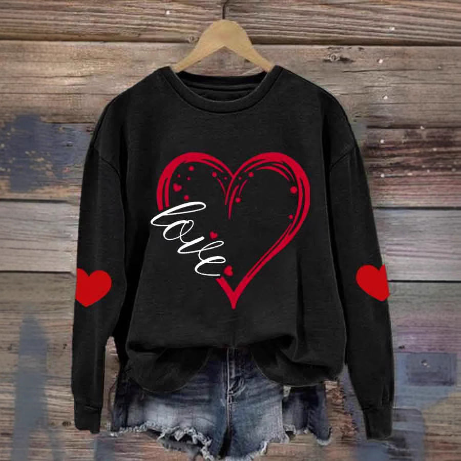 Pull confortable pour femmes avec motif cœur Echoarchiv