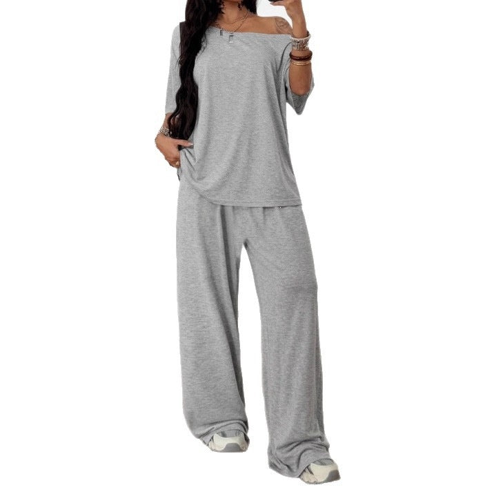 Ensemble de lounge décontracté pour femmes en jersey doux avec pantalon palazzo ample et top oversize sans manches Echoarchiv
