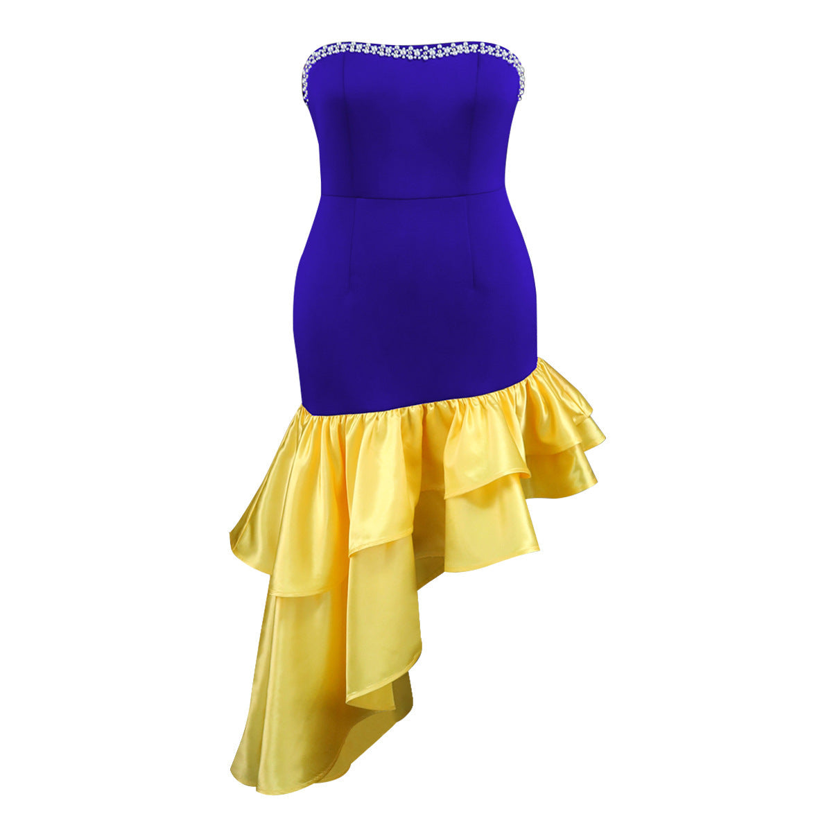 Robe femme avec design sans épaules et volants volumineux R&B