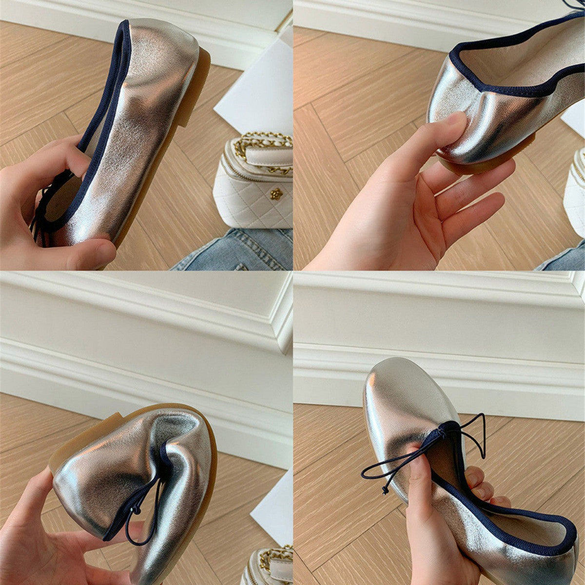 Ballerines pour femmes avec construction de sangle élastique et semelle intérieure confortable R&B