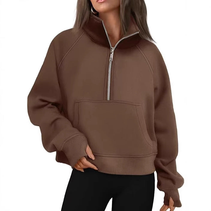 Sweatshirt oversized pour femmes avec demi-zip, poche kangourou et trous pour les pouces Echo Archiv