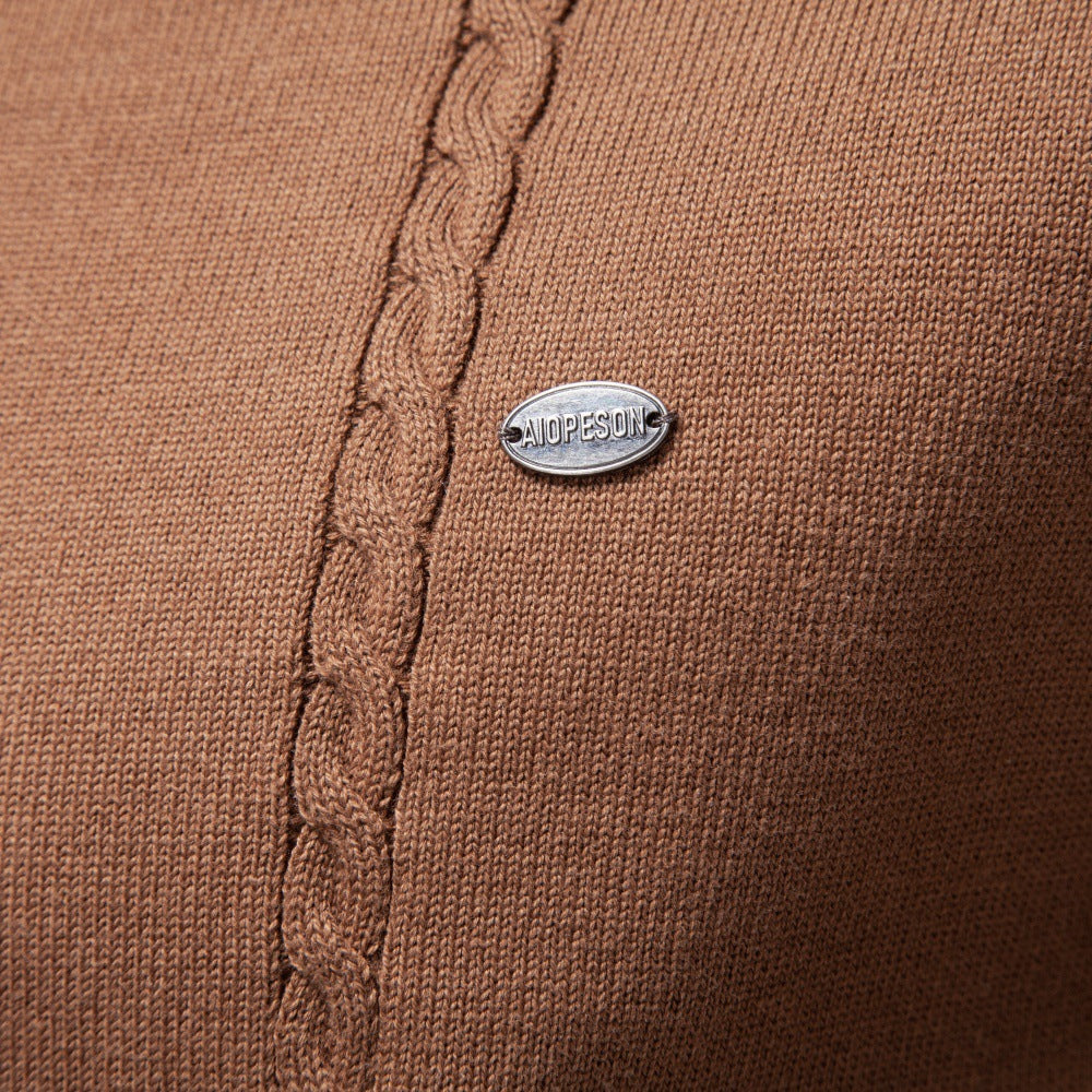 Pull en maille fine pour hommes avec demi-fermeture éclair et motif en relief vertical Echoarchiv