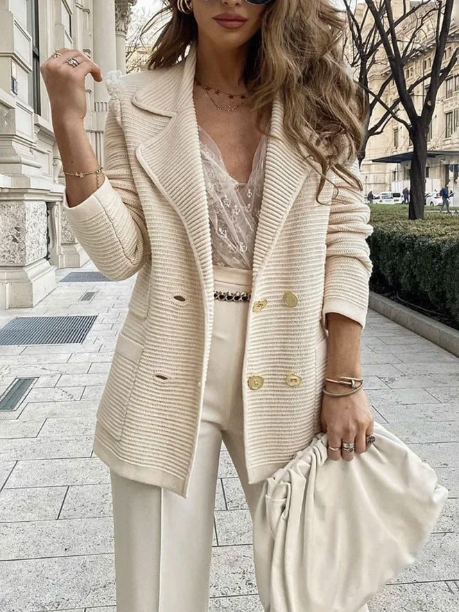 Veste Blazer Tricotée Femme à la Mode