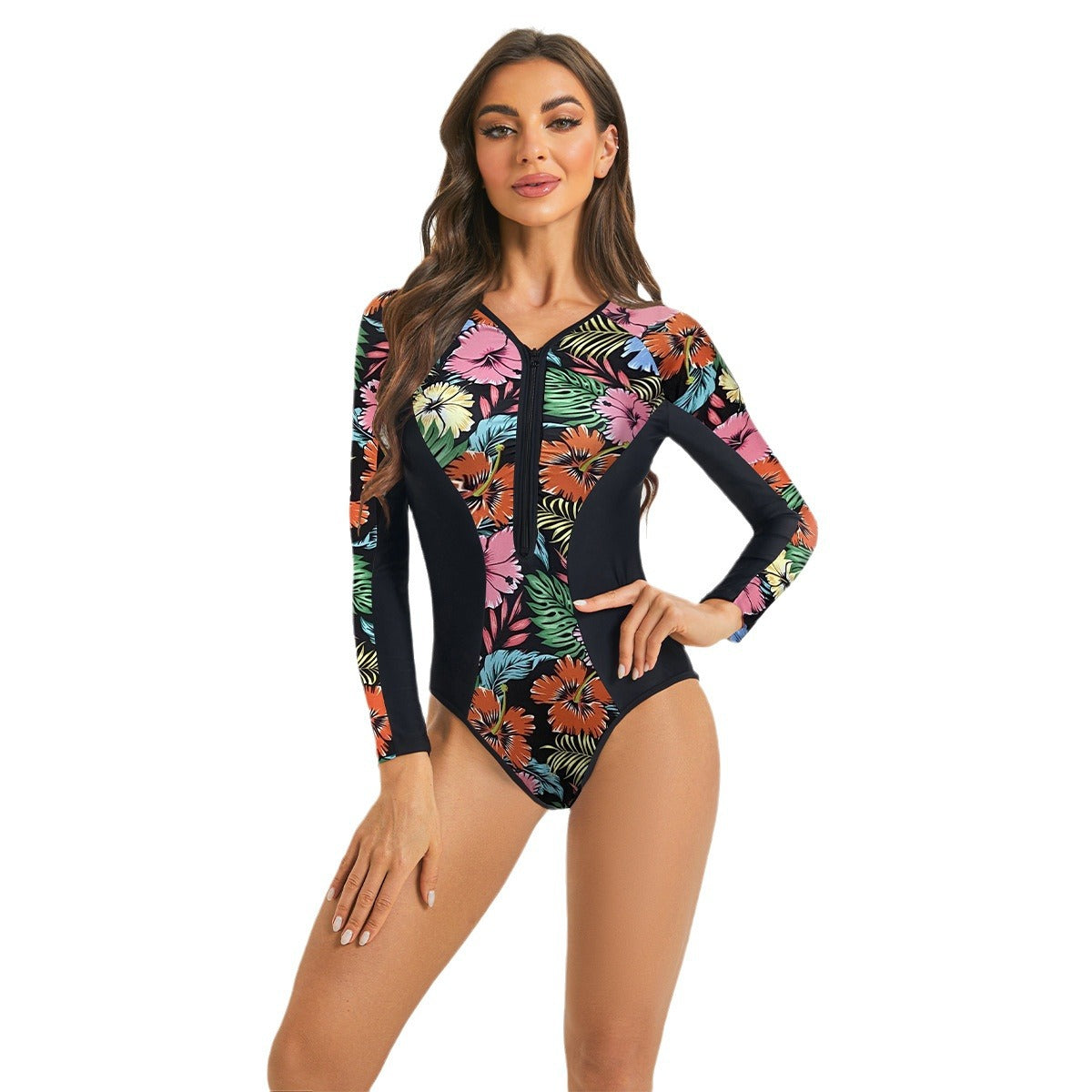 Maillot de bain une pièce sportif pour femmes avec manches longues Drune