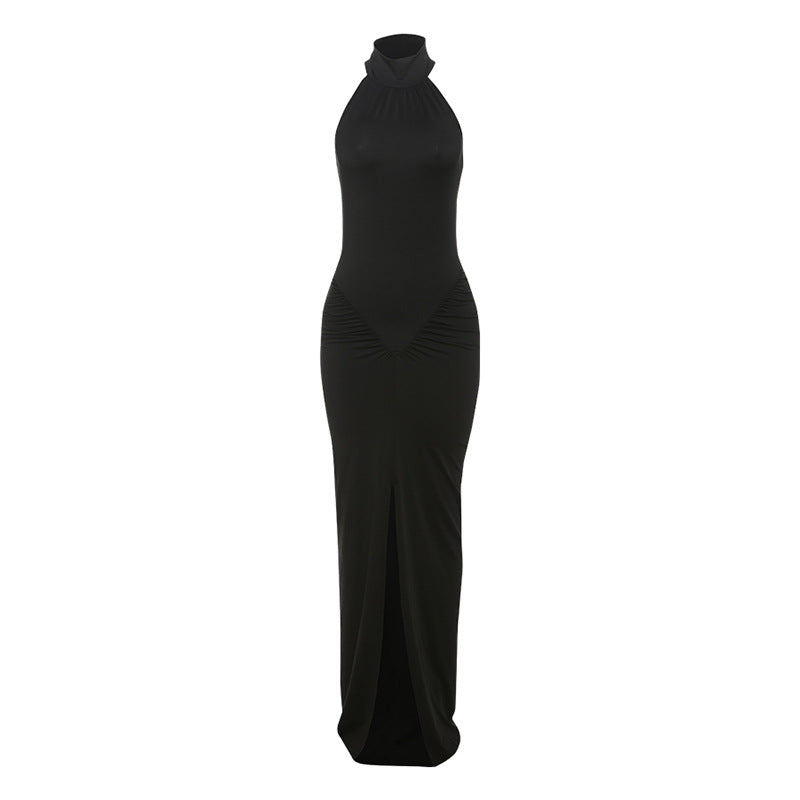 Robe longue élégante pour femmes avec décolleté choker et fronces Heidi-Mode