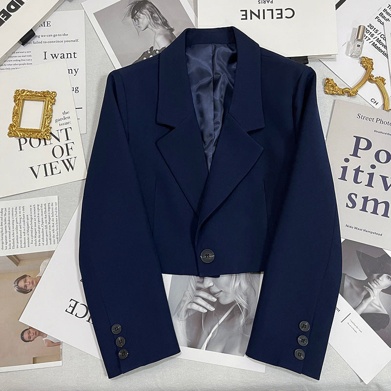 Blazer Cropped pour Femmes avec Col Châle