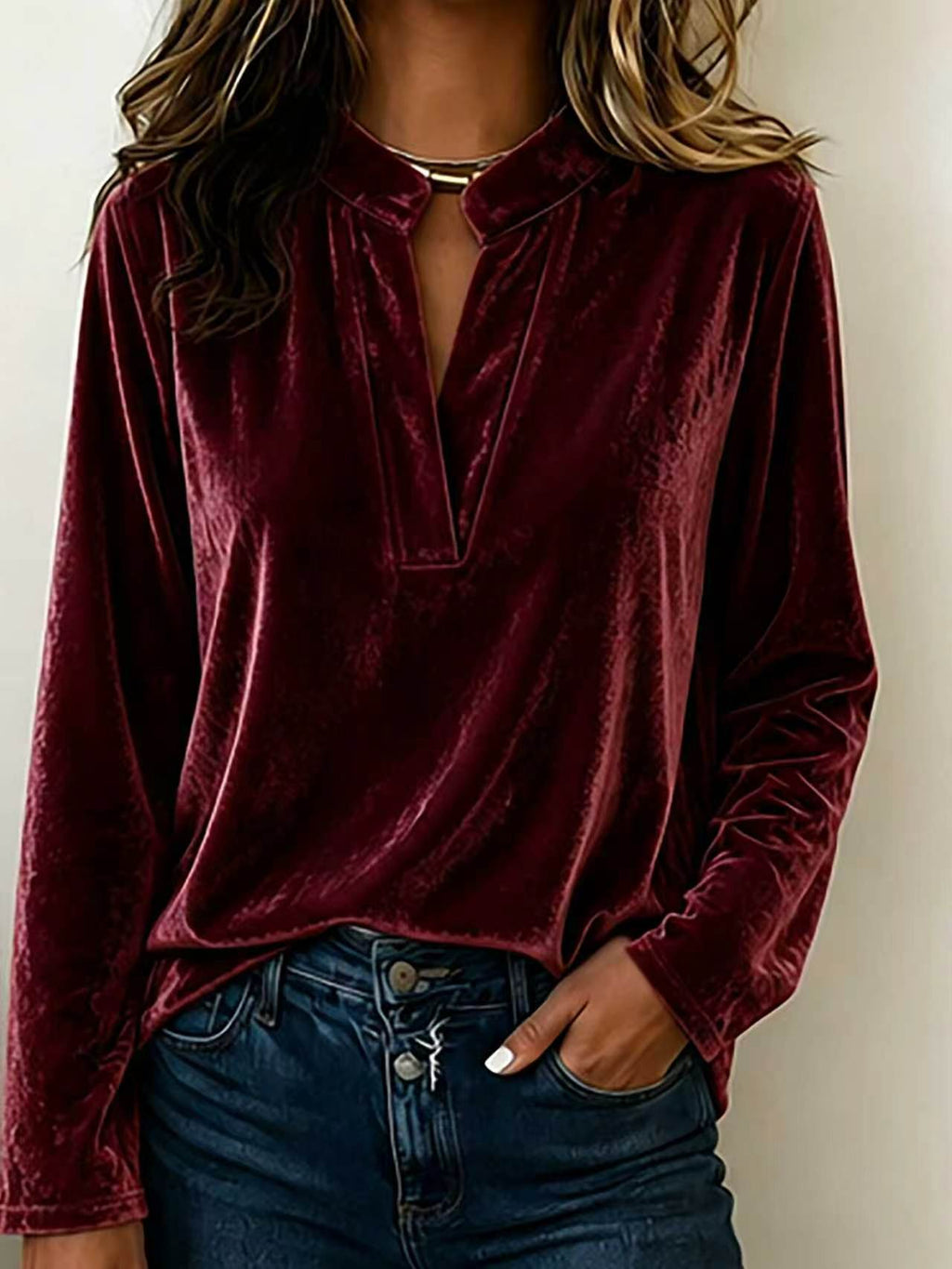 Blouse en Velours Élegante pour Femmes