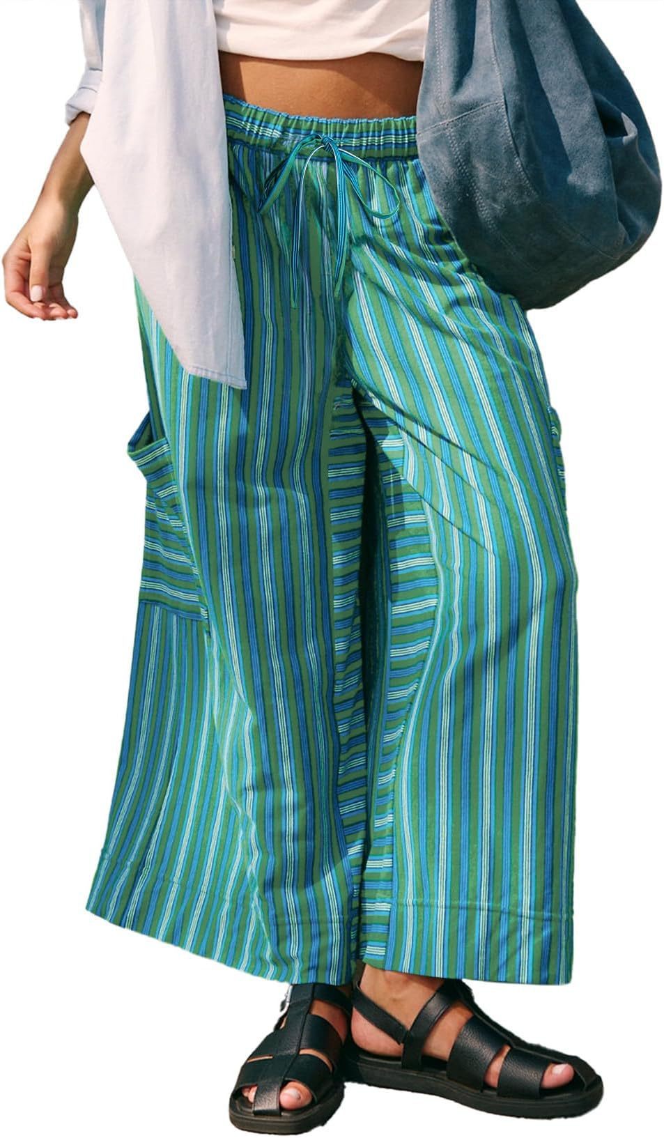 Pantalon à Rayures Évasé pour Femmes