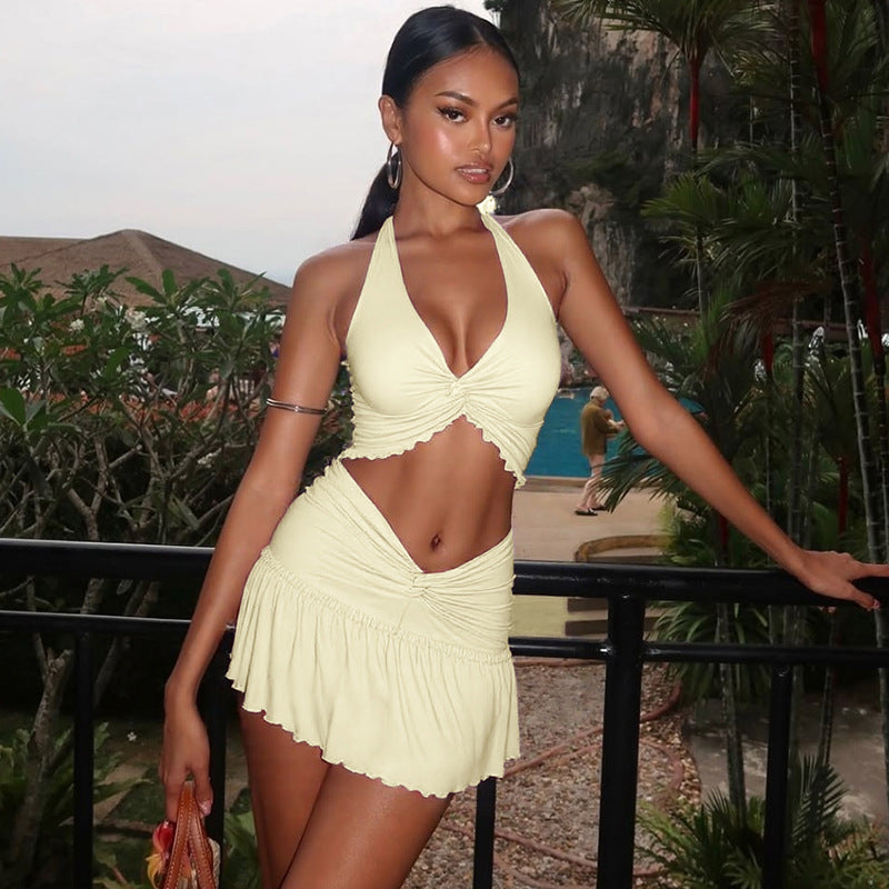 Ensemble Top Court et Mini-Jupe Femme R&B
