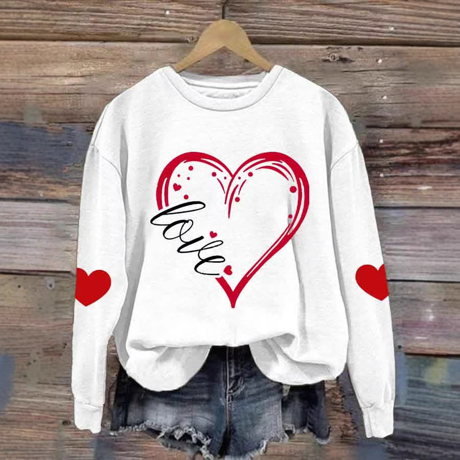 Pull confortable pour femmes avec motif cœur Echoarchiv