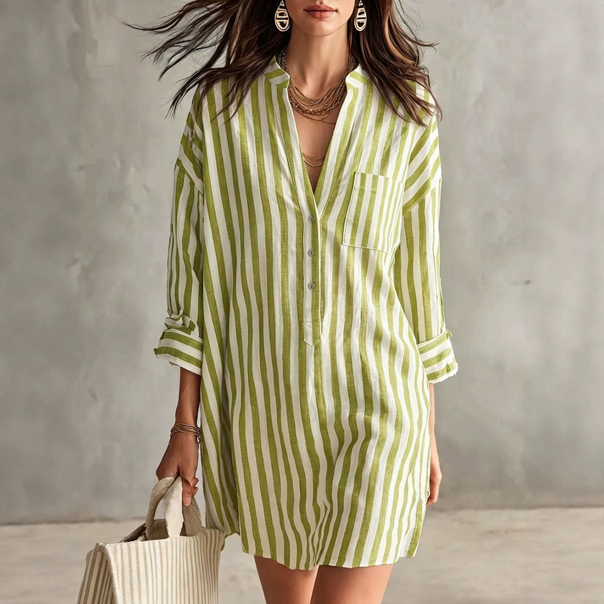 Robe Chemise en Lin Décontractée et Aérée pour Femmes